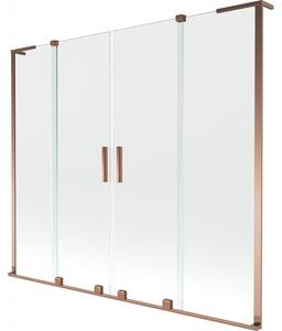 Mexen Velar L Duo, 2-krídlová posuvná vaňová zástena 180 x 150 cm, 8mm číre sklo, ružové zlato, 896-180-003-02-60