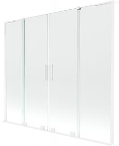 Mexen Velar L Duo, 2-krídlová posuvná vaňová zástena 180 x 150 cm, 8mm číre sklo, biela matná, 896-180-003-02-20