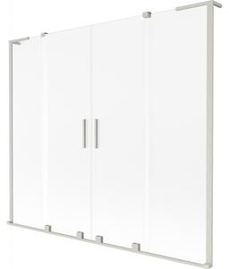 Mexen Velar L Duo, 2-krídlová posuvná vaňová zástena 170 x 150 cm, 8mm sklo námraza, brúsená oceľ, 896-170-003-32-97