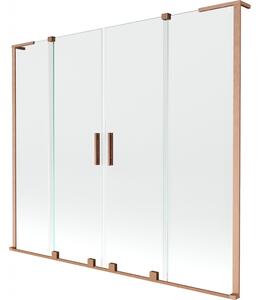 Mexen Velar L Duo, 2-krídlová posuvná vaňová zástena 180 x 150 cm, 8mm číre sklo, medená matná, 896-180-003-02-65