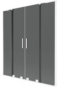 Mexen Velar L Duo, 2-krídlová posuvná vaňová zástena 150 x 150 cm, 8mm šedé sklo, biela matná, 896-150-003-42-20