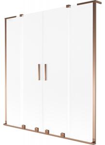 Mexen Velar L Duo, 2-krídlová posuvná vaňová zástena 150 x 150 cm, 8mm sklo námraza, ružové zlato, 896-150-003-32-60