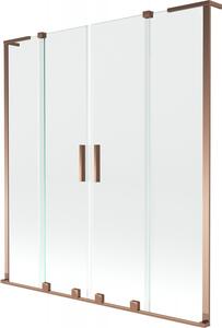 Mexen Velar L Duo, 2-krídlová posuvná vaňová zástena 140 x 150 cm, 8mm číre sklo, ružové zlato, 896-140-003-02-60