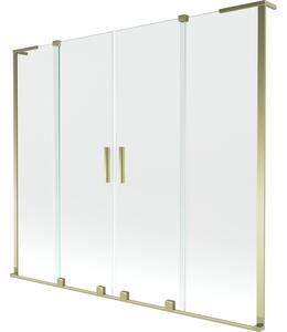 Mexen Velar L Duo, 2-krídlová posuvná vaňová zástena 180 x 150 cm, 8mm číre sklo, zlatá lesklá, 896-180-003-02-50