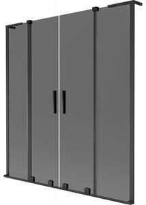 Mexen Velar L Duo, 2-krídlová posuvná vaňová zástena 140 x 150 cm, 8mm šedé sklo, čierna matná, 896-140-003-42-70
