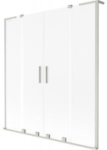 Mexen Velar L Duo, 2-krídlová posuvná vaňová zástena 150 x 150 cm, 8mm sklo námraza, brúsená oceľ, 896-150-003-32-97