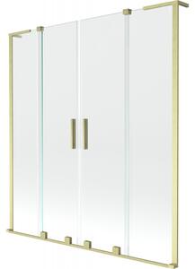 Mexen Velar L Duo, 2-krídlová posuvná vaňová zástena 150 x 150 cm, 8mm číre sklo, zlatá matná, 896-150-003-02-55