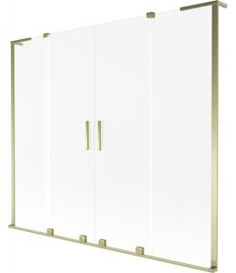 Mexen Velar L Duo, 2-krídlová posuvná vaňová zástena 170 x 150 cm, 8mm sklo námraza, zlatá lesklá, 896-170-003-32-50