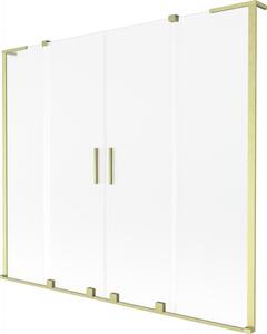Mexen Velar L Duo, 2-krídlová posuvná vaňová zástena 180 x 150 cm, 8mm sklo námraza, zlatá matná, 896-180-003-32-55
