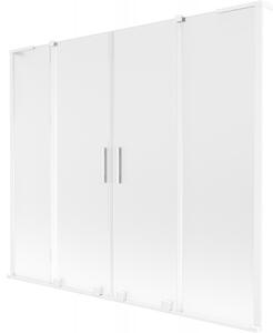 Mexen Velar L Duo, 2-krídlová posuvná vaňová zástena 180 x 150 cm, 8mm sklo námraza, biela matná, 896-180-003-32-20
