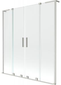 Mexen Velar L Duo, 2-krídlová posuvná vaňová zástena 140 x 150 cm, 8mm číre sklo, brúsená oceľ, 896-140-003-02-97