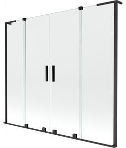 Mexen Velar L Duo, 2-krídlová posuvná vaňová zástena 170 x 150 cm, 8mm číre sklo, čierna matná, 896-170-003-02-70