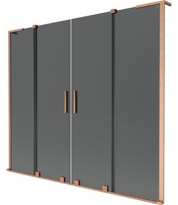 Mexen Velar L Duo, 2-krídlová posuvná vaňová zástena 170 x 150 cm, 8mm šedé sklo, medená matná, 896-170-003-42-65