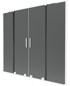Mexen Velar L Duo, 2-krídlová posuvná vaňová zástena 170 x 150 cm, 8mm šedé sklo, biela matná, 896-170-003-42-20