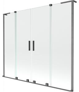 Mexen Velar L Duo, 2-krídlová posuvná vaňová zástena 170 x 150 cm, 8mm číre sklo, brúsený grafit, 896-170-003-02-66