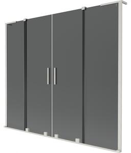 Mexen Velar L Duo, 2-krídlová posuvná vaňová zástena 170 x 150 cm, 8mm šedé sklo, brúsená oceľ, 896-170-003-42-97