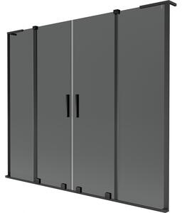 Mexen Velar L Duo, 2-krídlová posuvná vaňová zástena 170 x 150 cm, 8mm šedé sklo, čierna matná, 896-170-003-42-70
