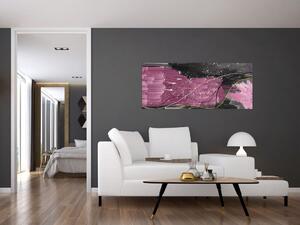 Obraz - Ružovo-čierna abstrakcia (120x50 cm)