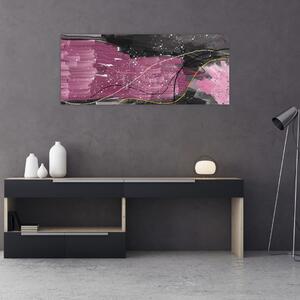 Obraz - Ružovo-čierna abstrakcia (120x50 cm)