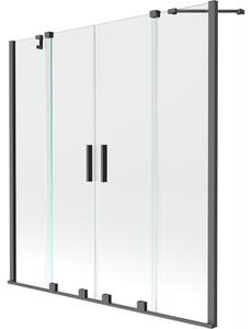 Mexen Velar Duo, posuvná 2-krídlová vaňová zástena 140x150 cm, 8mm číre sklo, grafitová, 896-140-000-02-95