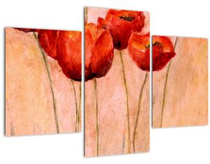 Obraz - Červené tulipány (90x60 cm)