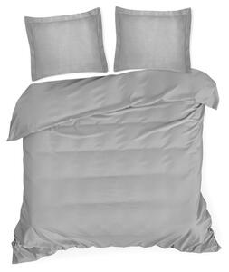 EUROFIRANY Bavlnená obliečka na vankúš so saténovým leskom a ozdobným okrajom 70 cm x 90 cm oceľová 100 % bavlna