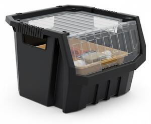 Prosperplast Dílenský úložný box HEAVY DUTY, S VÍKEM, černý 40x38x28 cm, L