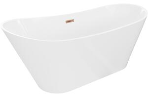 Mexen Dora, voľne stojaca vaňa 150 x 75 cm, biela, ružové zlato prepad, 52071507500-60
