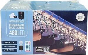 Vianočný stromček s rampouchy 480 LED solárne s USB diaľkovým ovládaním teplé biele svetlo 18,6 m