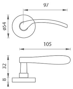 Dverové kovanie MP KE - LAURA - R (Biela), kľučka-kľučka, Otvor na cylindrickú vložku PZ, MP BIELA
