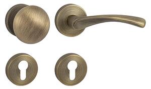 Dverové kovanie MP FO - FAN - R (OGS - Bronz česaný matný), kľučka-kľučka, Bez spodnej rozety, MP OGS (bronz česaný mat)