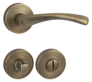 Dverové kovanie MP FO - FAN - R (OGS - Bronz česaný matný), kľučka-kľučka, Bez spodnej rozety, MP OGS (bronz česaný mat)
