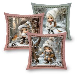 Sada 3 ks obliečok na vankúšiky WINTER GIRLS 45 x 45 cm