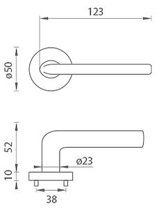 Dverové kovanie MP FO - MILLY - R (OCS - Chróm brúsený), kľučka-kľučka, Otvor na cylindrickú vložku PZ, MP OCS (chróm brúsený)