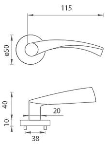Dverové kovanie MP FO - FAN - R (OLV - Mosadz leštená lakovaná), kľučka-kľučka, WC kľúč, MP OLV (mosadz leštená a lakovaná)