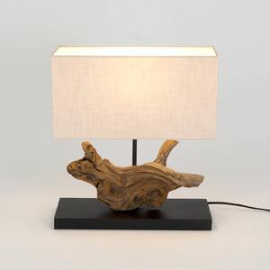 Stolová lampa Lipari, farba dreva/béžová, výška 41 cm, ľan
