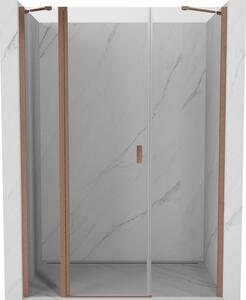 Mexen, Mexen Mist Otočné sprchové dvere 125 cm, transparentné, brúsená meď - 8A4-125-001-65-00