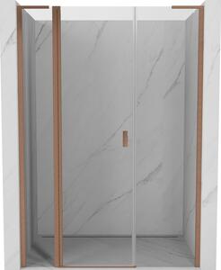 Mexen, Mexen Mist L Otočné sprchové dvere 135 cm, transparentné, brúsená meď - 8A4L-135-001-65-00