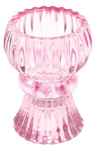 Nízky ružový sklenený svietnik - Rex London