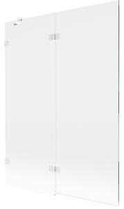 Mexen Lunar, 2-krídlová vaňová zástena ľavá 130 x 150 cm, číre sklo, biela, 897-130-100-20-00-L