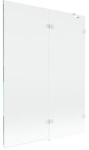 Mexen Lunar, 2-krídlová vaňová zástena pravá 130 x 150 cm, číre sklo, biela, 897-130-100-20-00-P