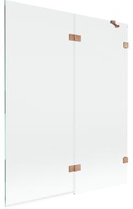 Mexen Lunar, 2-krídlová vaňová zástena pravá 140 x 150 cm, číre sklo, medená matná, 897-140-100-65-00-P