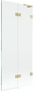 Mexen Lunar L, 2-krídlová vaňová zástena pravá 80 x 150 cm, číre sklo, zlatá matná, 897L-080-100-55-00-P