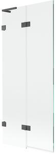 Mexen Lunar L, 2-krídlová vaňová zástena ľavá 80 x 150 cm, číre sklo, grafitová, 897L-080-100-66-00-L