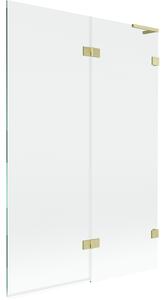 Mexen Lunar L, 2-krídlová vaňová zástena pravá 120 x 150 cm, číre sklo, zlatá matná, 897L-120-100-55-00-P
