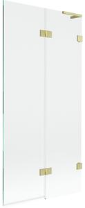 Mexen Lunar L, 2-krídlová vaňová zástena pravá 90 x 150 cm, číre sklo, zlatá matná, 897L-090-100-55-00-P