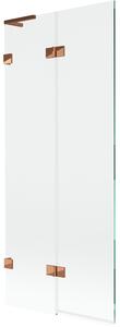 Mexen Lunar L, 2-krídlová vaňová zástena ľavá 80 x 150 cm, číre sklo, ružové zlato, 897L-080-100-60-00-L