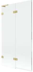 Mexen Lunar L, 2-krídlová vaňová zástena ľavá 100 x 150 cm, číre sklo, zlatá matná, 897L-100-100-55-00-L