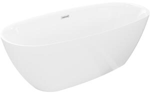 Mexen Luvo Slim, voľne stojaca vaňa 170 × 75 cm, biela lesklá, chrómový prepad, 52801707500-01