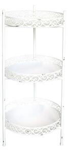 Krémový antik dekoračný kovový etažér Lace - Ø 35*86 cm - Chic Antique